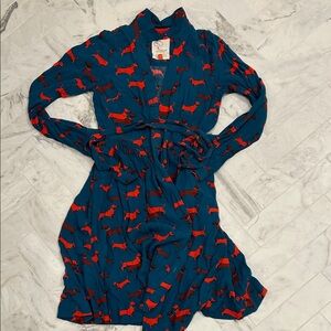 Anthropologie Blue and Red Dog Print Dress